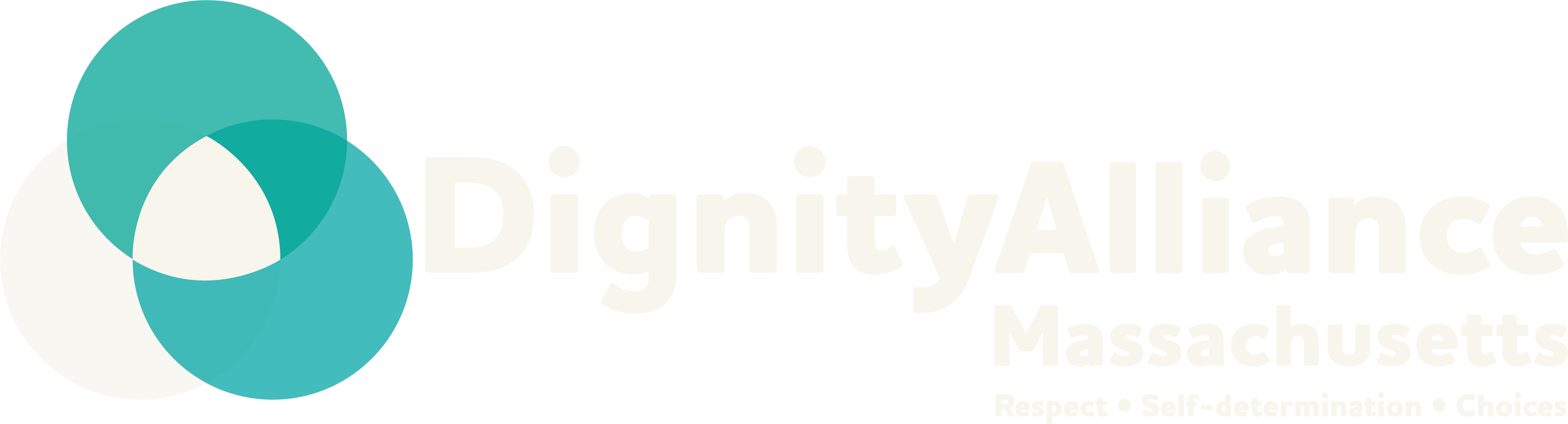 Logo: Dignity Alliance Massachusetts, Respect, Self-determination, choices