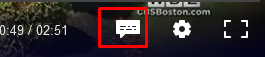 picture of the bottom of the screen, showing which icon is for closed captions.