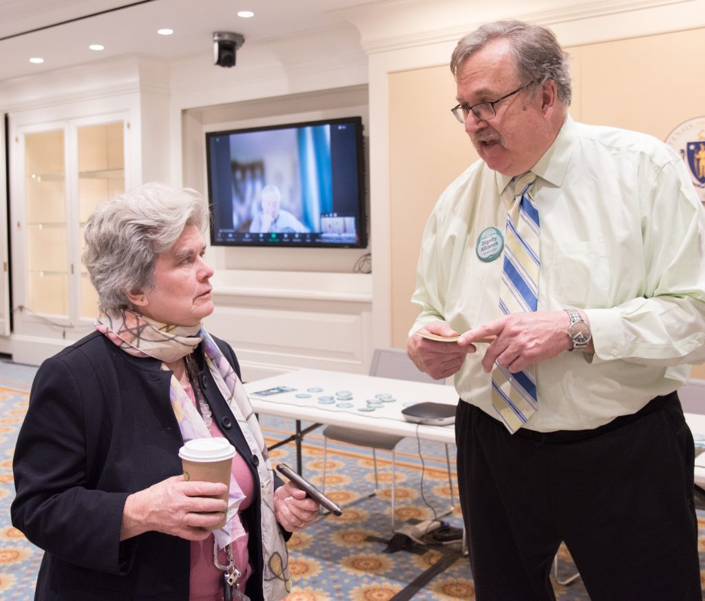 Rep. Kate Donaghue and Paul Lanzikos (DignityMA)