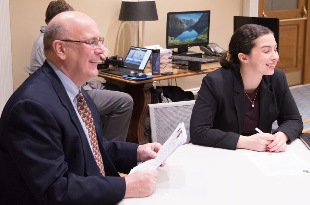 Kevin Bowe and staffer from Senator John Cronin's office