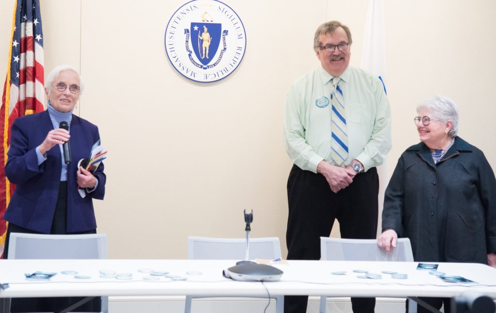 Sen. Patricia Jehlen, Paul Lanzikos (DignityMA) , Rep. Kay Khan