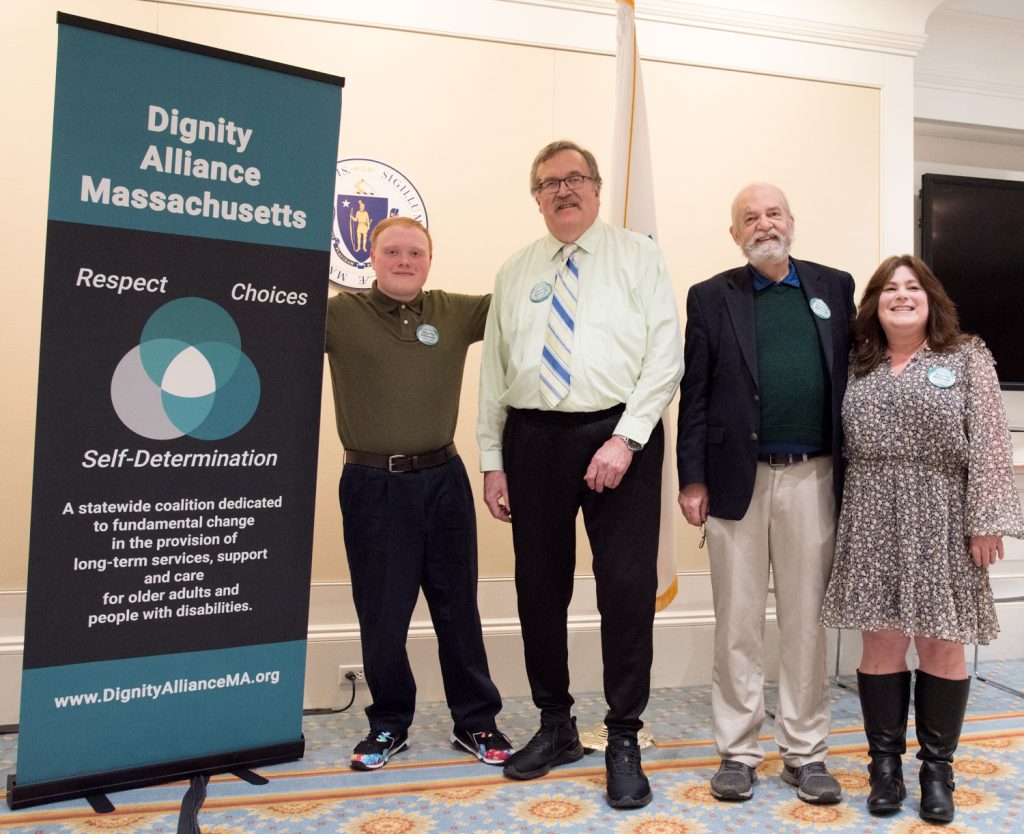 Jonathan Gardner,  Paul Lanzikos (DignityMA), Dr. Lachlan Forrow (DignityMA), Nancy Gardner
